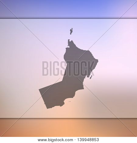 Oman map on blurred background. Blurred background with silhouette of Oman. Oman. Oman map. Blurred background. Silhouette of Oman. Oman vector map.