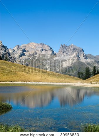 lake the thures with mountains during summer
