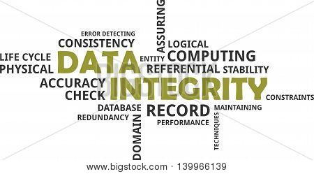 A word cloud of data integrity related items