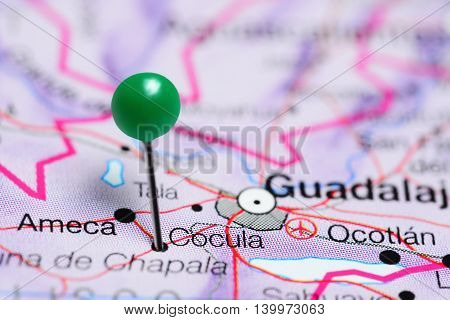 Cocula pinned on a map of Mexico