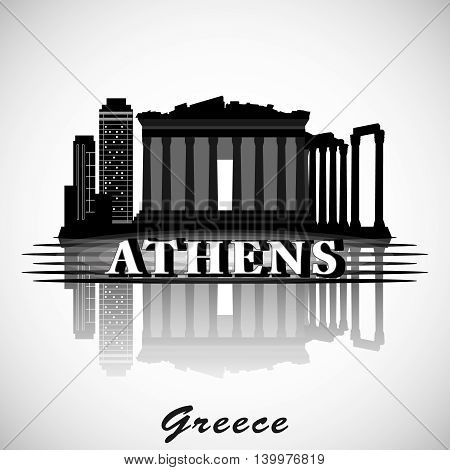 Modern vector Athens City Skyline Design. Greece