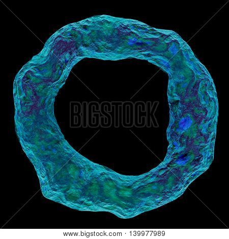 3D render bacteria virus in random color isolated on black background. 3d render microbe. Human immune system virus on black background. Microbe on the black screen. Bacteria virus or germs microorganism cells under microscope. High Quality 3D Render