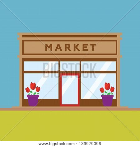 Market front store building flat style eps10