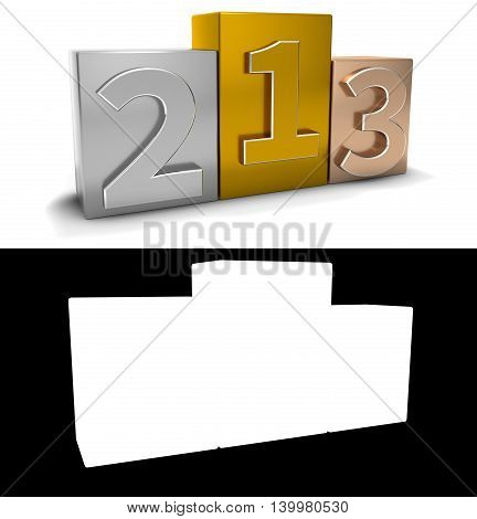 winners podium with numbers 1, 2 and 3. 3c illustration