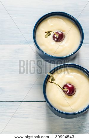 Custard With Cherries