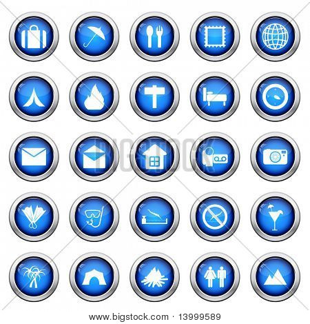 Conjunto de iconos de diferentes web de viajes