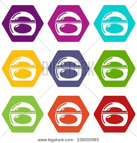 Soap Dish Icons 9 Set Coloful Isolated On White For Web