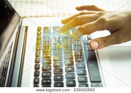 Businesswoman Mockup Image Of Woman Using Laptopand Smarth Phone. Business Commercial Corporate