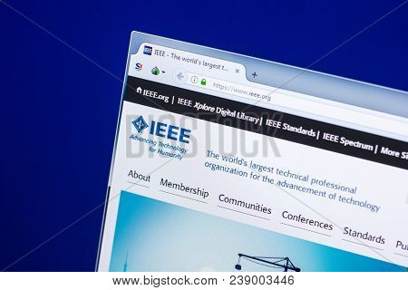 Ryazan, Russia - April 29, 2018: Homepage Of Ieee Website On The Display Of Pc, Url - Ieee.org.