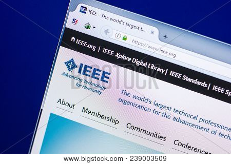 Ryazan, Russia - April 29, 2018: Homepage Of Ieee Website On The Display Of Pc, Url - Ieee.org.