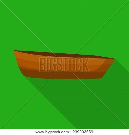 Wood Boat Icon. Flat Illustration Of Wood Boat Vector Icon For Web Design
