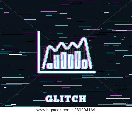 Glitch Effect. Investment Chart Line Icon. Economic Graph Sign. Stock Exchange Symbol. Business Fina
