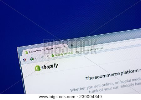 Ryazan, Russia - April 29, 2018: Homepage Of Shopify Website On The Display Of Pc, Url - Shopify.com