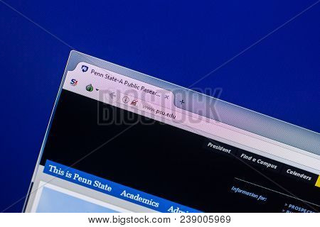 Ryazan, Russia - April 29, 2018: Homepage Of Psu Website On The Display Of Pc, Url - Psu.edu.