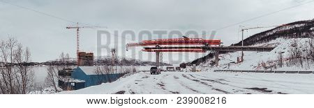 Norway Narvik, The Halogaland Bridge Is A Suspension Bridge Under Construction Which Will Cross The 