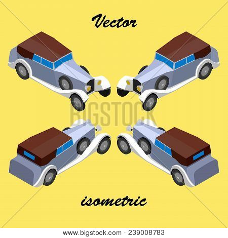 An Antique Prestigious Car Of The 30s, Depicts In Isometric View.