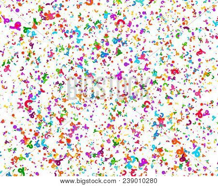Carnaval Or Festival Confetti. Colorful Confetti Pieces. Celebration Party Or Holiday Background. Fl