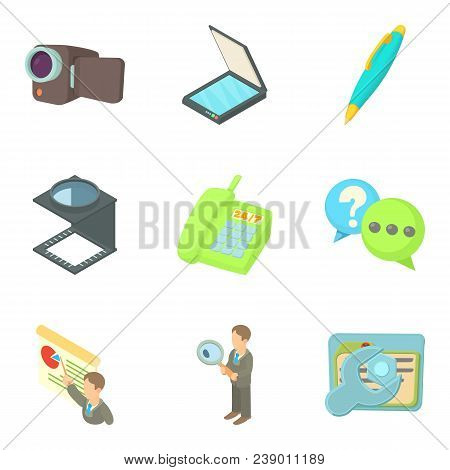 Job Site Icons Set. Cartoon Set Of 9 Job Site Vector Icons For Web Isolated On White Background