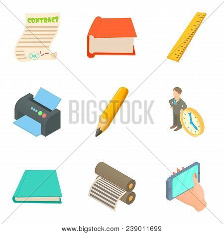 Production Site Icons Set. Cartoon Set Of 9 Production Site Vector Icons For Web Isolated On White B