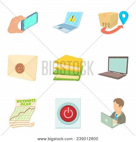 Production Division Icons Set. Cartoon Set Of 9 Production Division Vector Icons For Web Isolated On