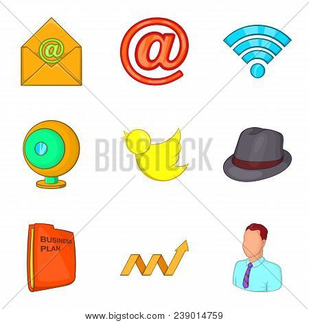 Work Study Icons Set. Cartoon Set Of 9 Work Study Vector Icons For Web Isolated On White Background