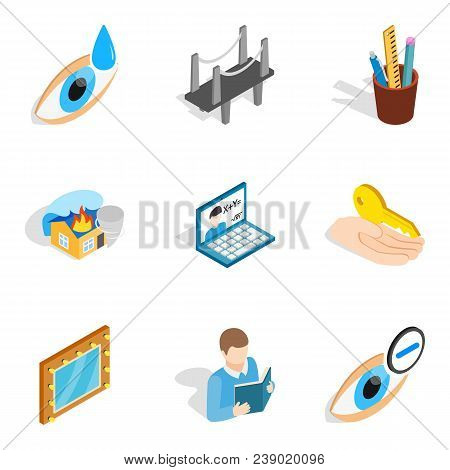 Industrial Commercial Icons Set. Isometric Set Of 9 Industrial Commercial Vector Icons For Web Isola
