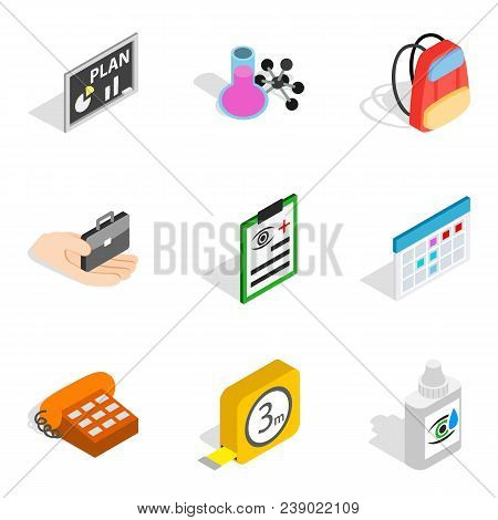 Research Area Icons Set. Isometric Set Of 9 Research Area Vector Icons For Web Isolated On White Bac