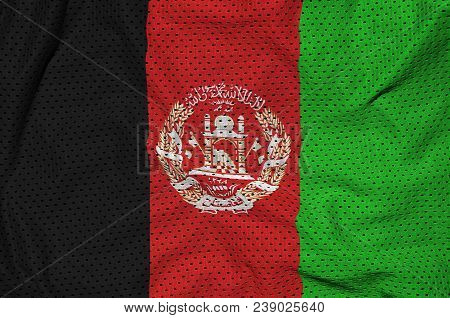 Afghanistan Flag Printed On A Polyester Nylon Sportswear Mesh Fabric With Some Folds