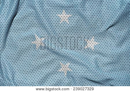 Micronesia Flag Printed On A Polyester Nylon Sportswear Mesh Fabric With Some Folds