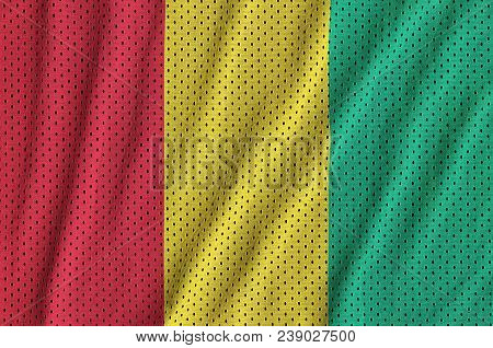 Guinea Flag Printed On A Polyester Nylon Sportswear Mesh Fabric With Some Folds