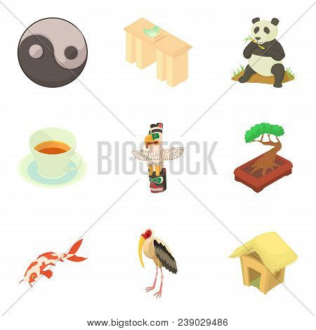 Interstate Icons Set. Cartoon Set Of 9 Interstate Vector Icons For Web Isolated On White Background