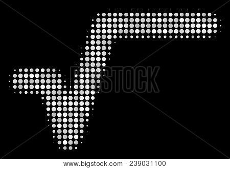 Sqrt Halftone Vector Icon. Illustration Style Is Dotted Iconic Sqrt Symbol On A Black Background. Ha