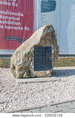 Lublin, Poland - April 14, 2018: Monument At Majdanek To God For Salvation.