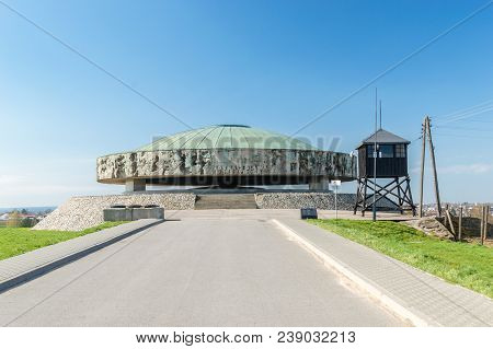 Lublin, Poland - April 14, 2018: Mausoleum In In Nazi German Concentration Camp Majdanek.