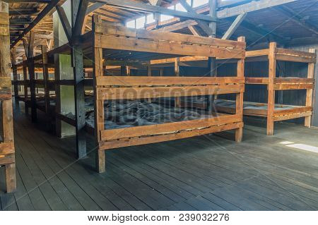 Lublin, Poland - April 14, 2018: Lublin, Poland - April 14, 2018: Interiors Of Prisoner Barracks Wit
