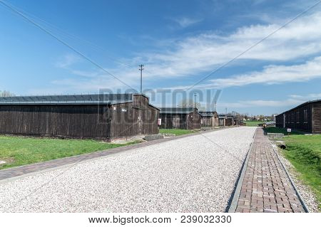 Lublin, Poland - April 14, 2018: Barracks In Majdanek Concentration Camp.