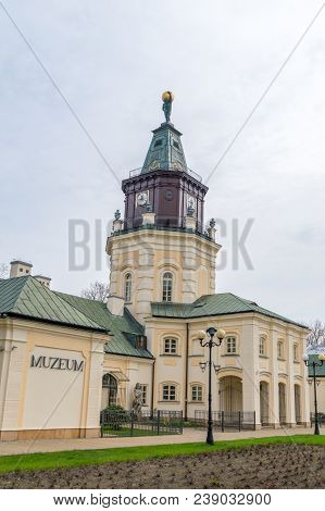 Siedlce, Poland - April 16, 2018: View For Roof With Scupulture On The Roof. Town Hall Of Siedlce, P