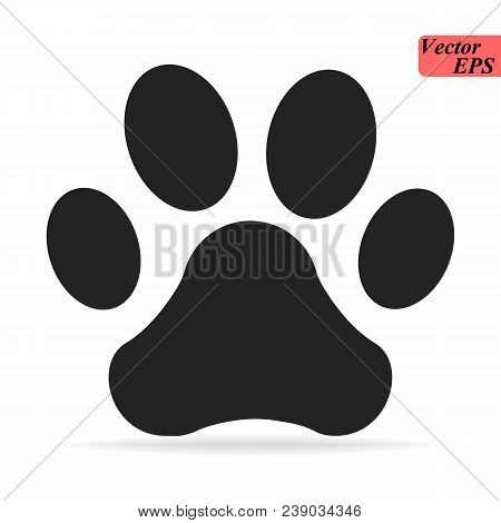 Paw Print Icon Logo. Vector Illustration. Isolated Vector Illustration. Black On White Background. E