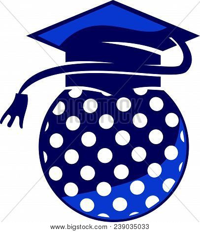 Golf School Graduation Cap Logo Design Template Isolated Vector