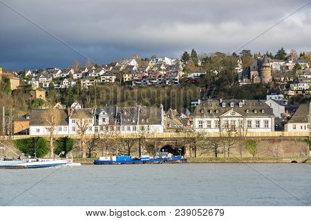 Embankment Of Koblenz, A City Situated On Both Banks Of The Rhine At Its Confluence With The Moselle