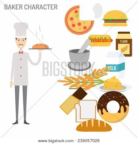 Baker Character | Set Of Vector Character And Diagram Illustration Use For Business, Education, Mark