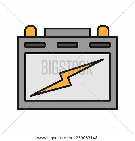 Automotive Battery Color Icon. Lead Acid Battery. Isolated Vector Illustration