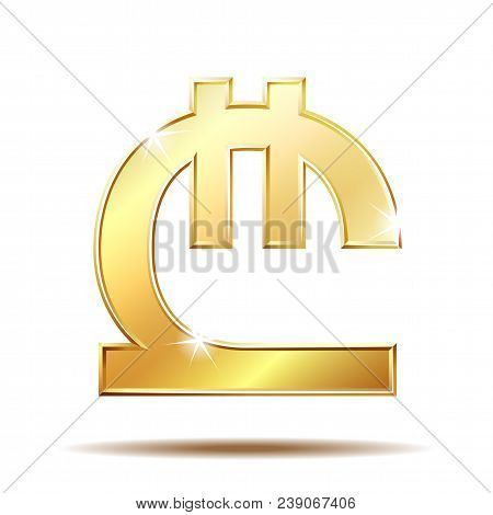 Georgian Lari Currency Symbol, Golden Money Sign, Vector Illustration Isolated On White Background