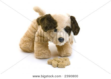 Spielzeug Hund Essen auf weiß