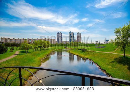 Minsk, Belarus, Modern Architecture And City Park Along Gorodetska Street, Architectural Complex 