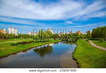 Minsk, Belarus, Modern Architecture And City Park Along Gorodetska Street, Architectural Complex 