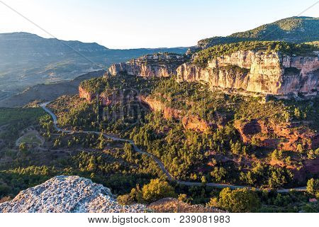 Rocky Landscape Around Siurana De Prades, Tarragona, Spain. Copy Space For Text.