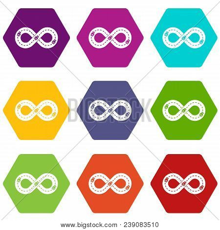 Track Icons 9 Set Coloful Isolated On White For Web
