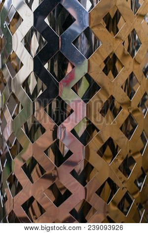Metal Textred Tube, Head On The Pipe Of Jakuzzi, Metal Background With Rhombus Texture