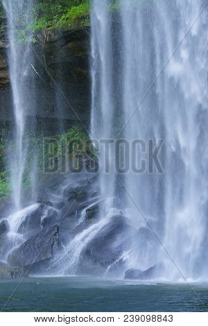 Close Up Huai Luang Waterfall Located Inside Phu Chong Na Yoi National Park, Ubon Ratchathani , Thai